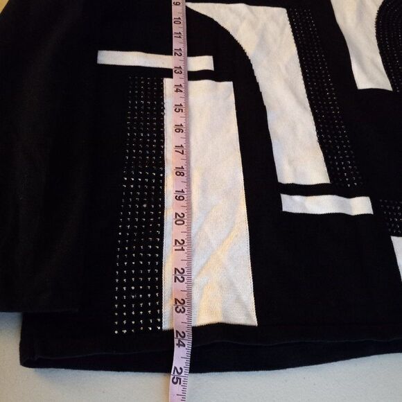 Alfred Dunner Women's Bead Embellished White and Black Sweater Granny Chic - Picture 2 of 5